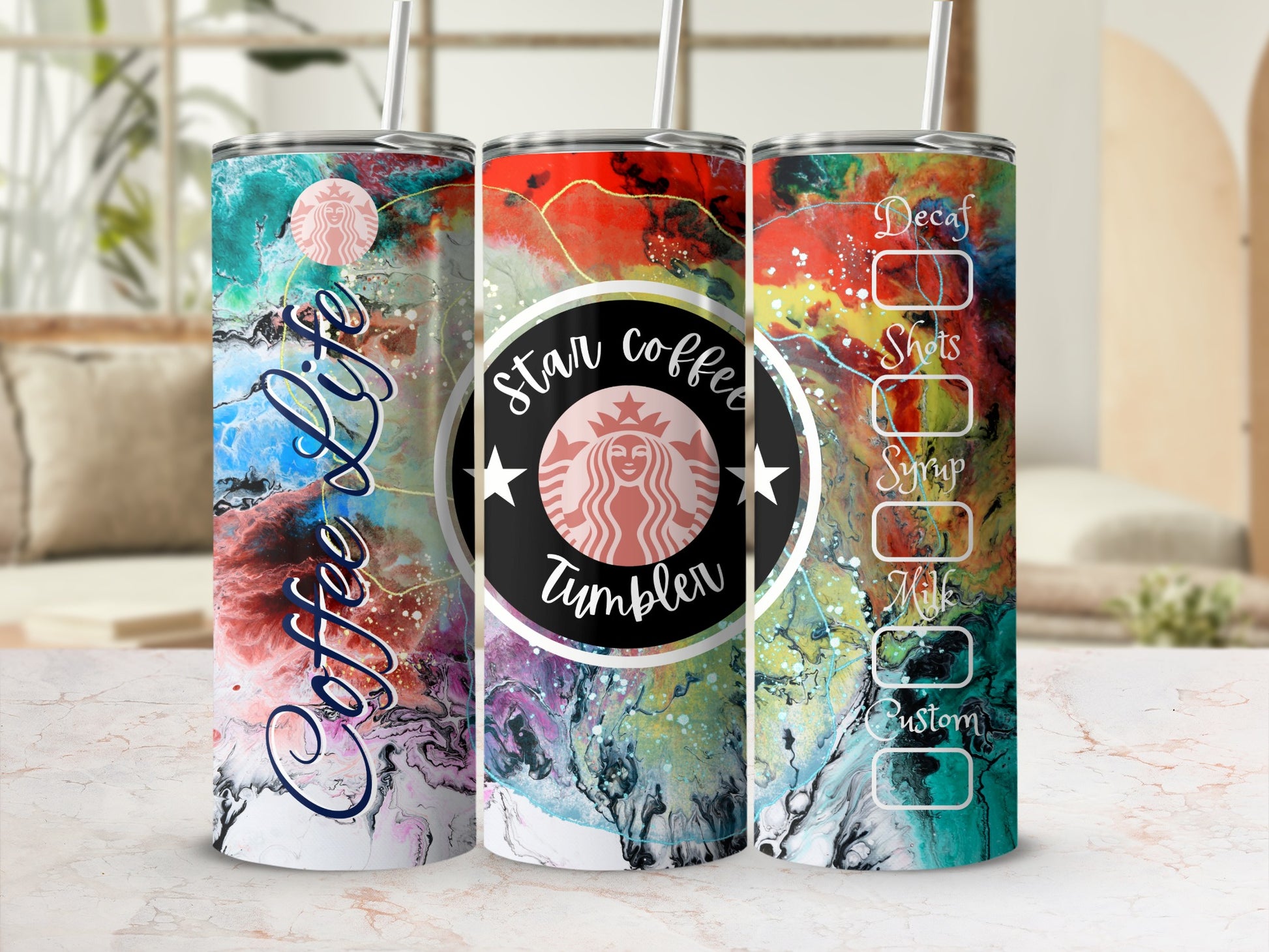 Customizable Coffee Design Tumbler for Hot and Cold Drinks