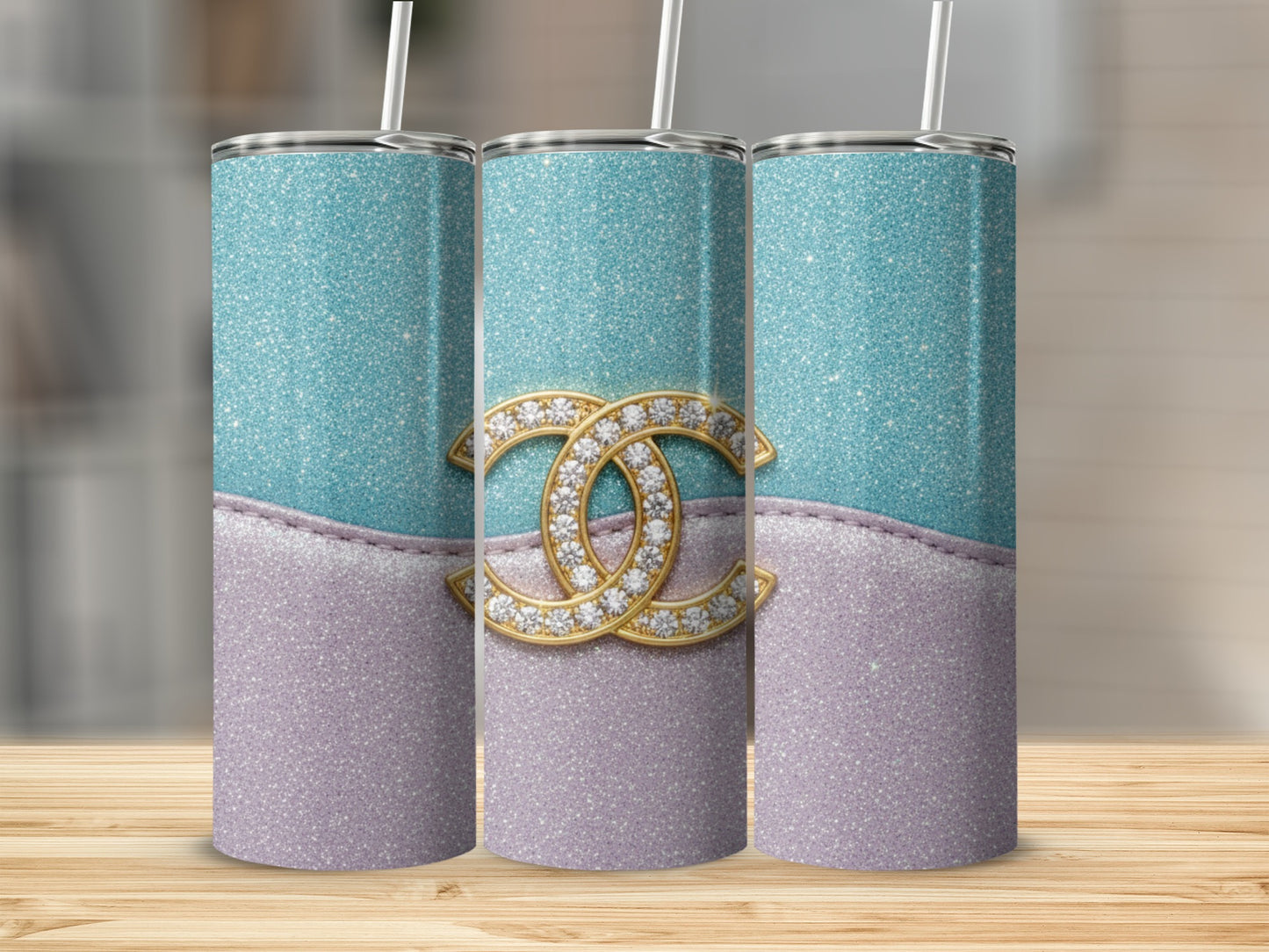 Sparkling Elegance Featuring Golden Emblem Design Tumbler