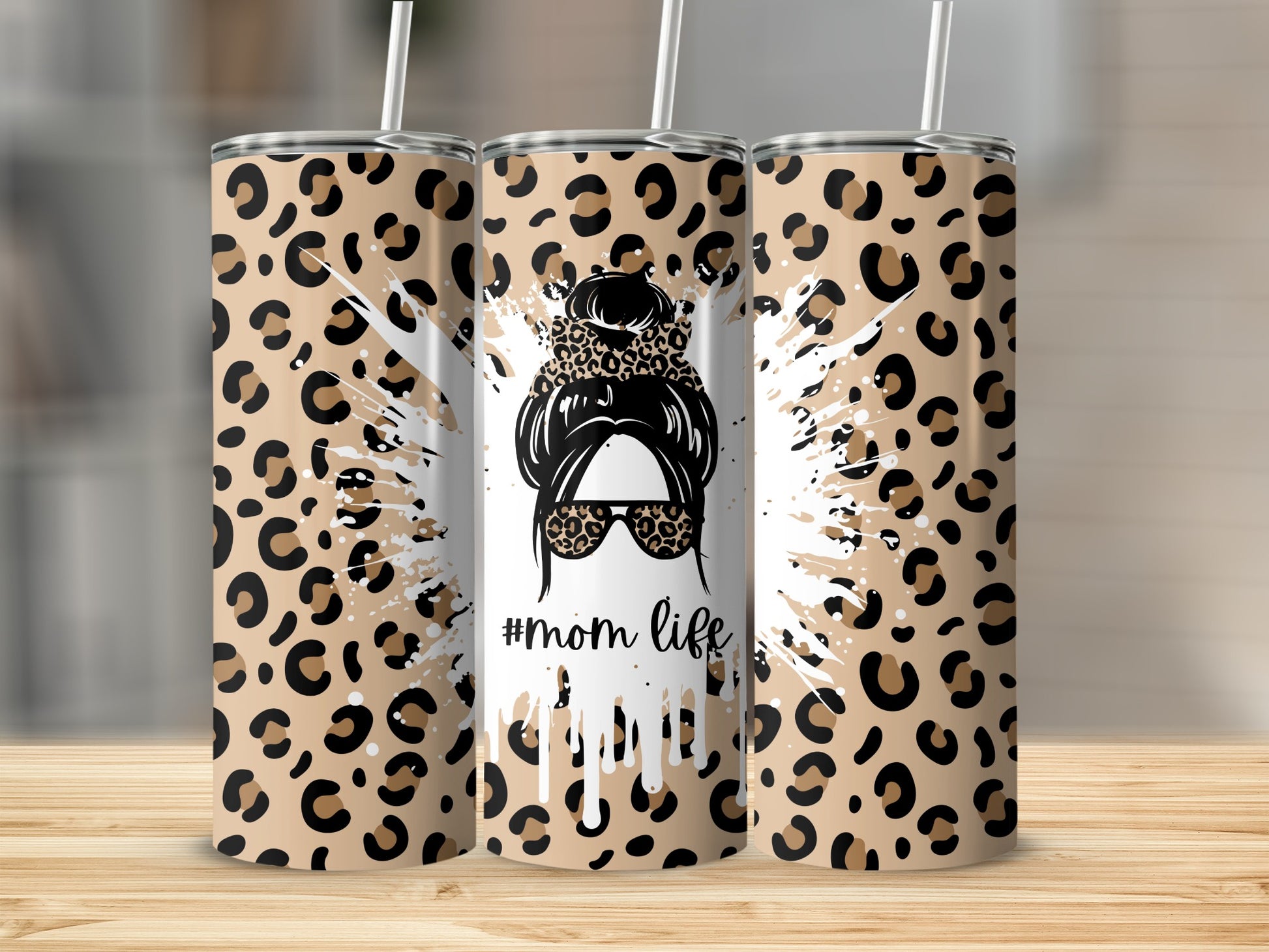 Trendy Leopard Print #Momlife Insulated Tumbler Product