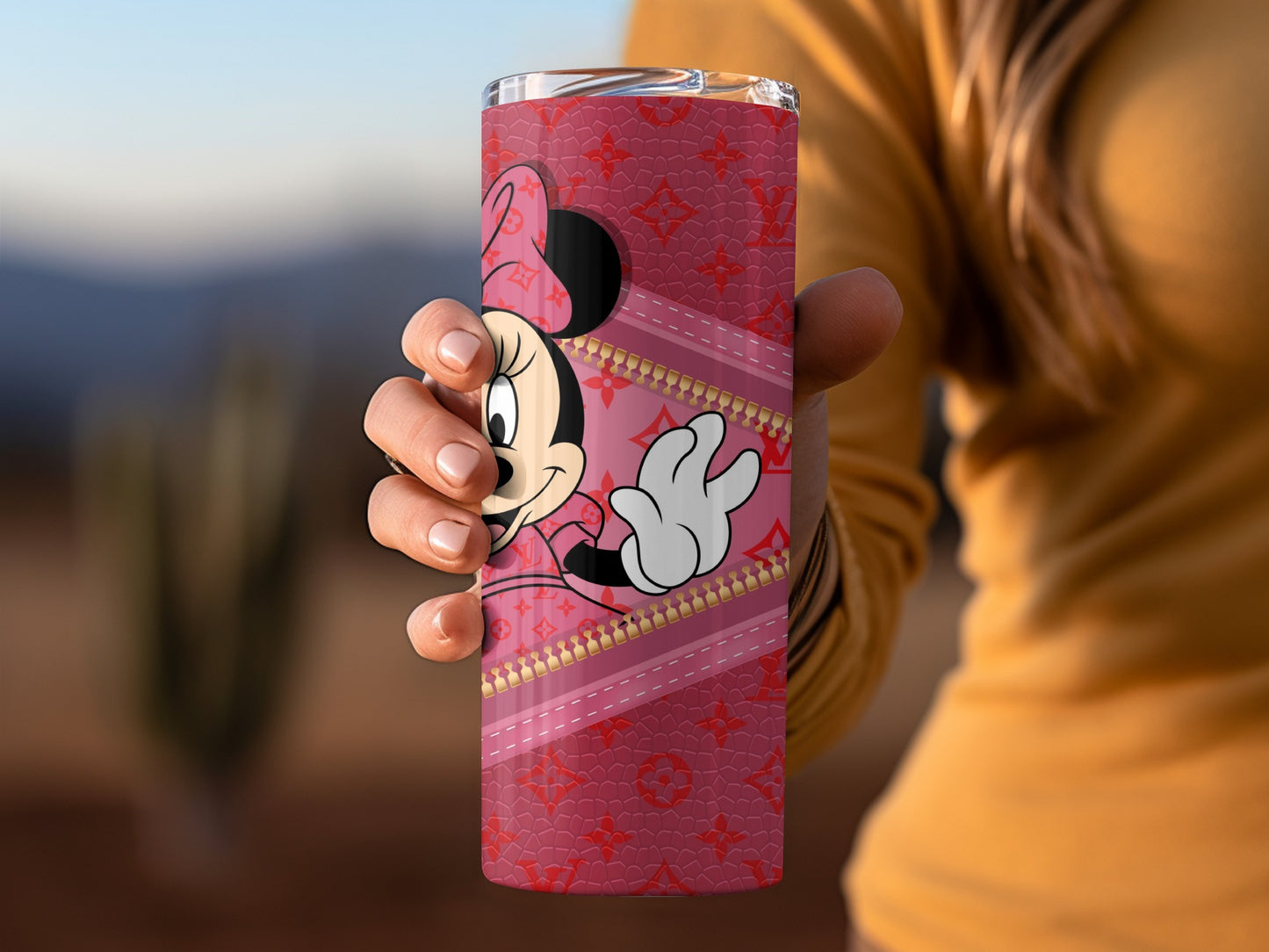 Cute Cartoon Character on Bold Pink Tumbler Design