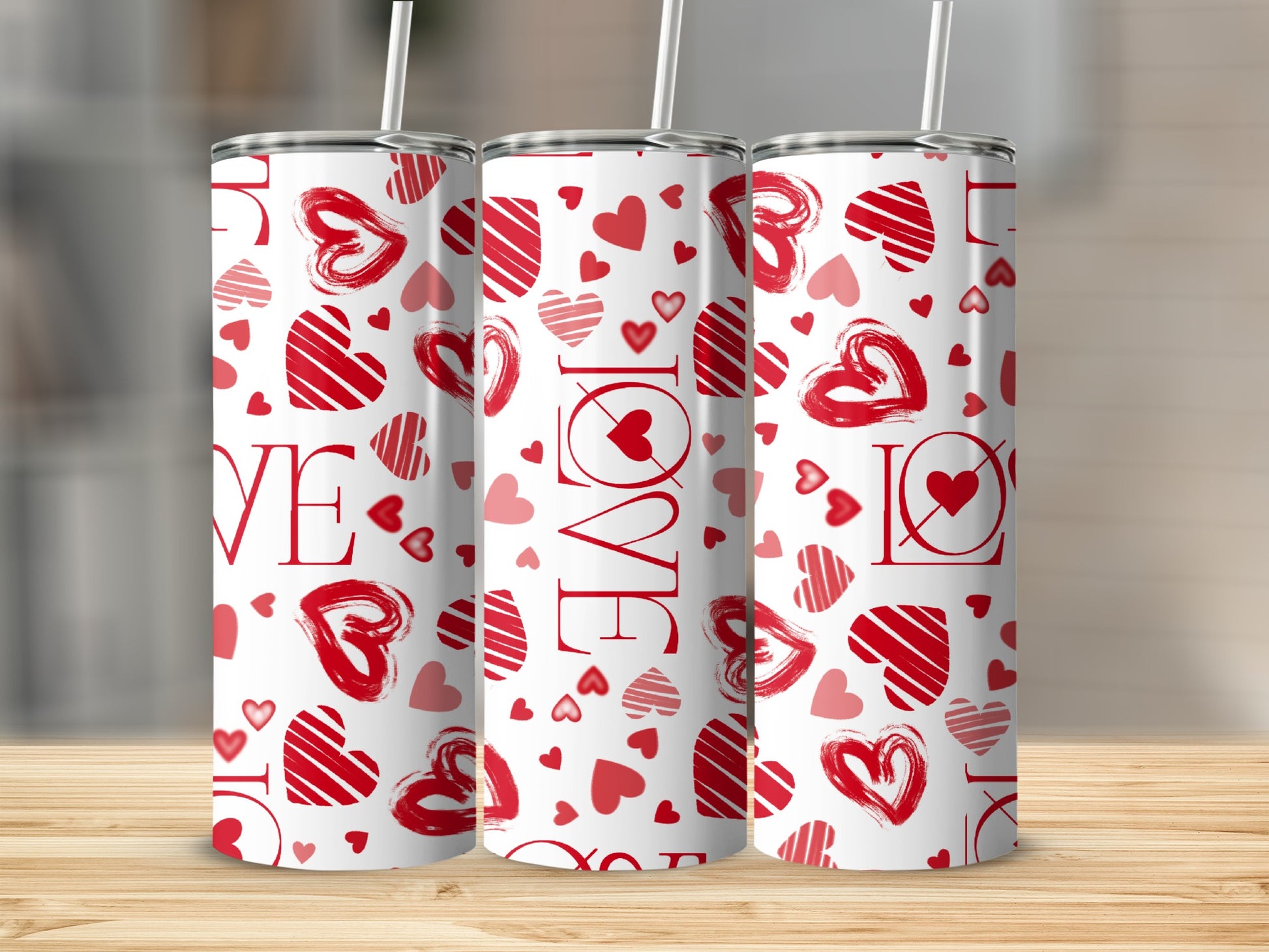 Red Pink Hearts LOVE Pattern Design product type