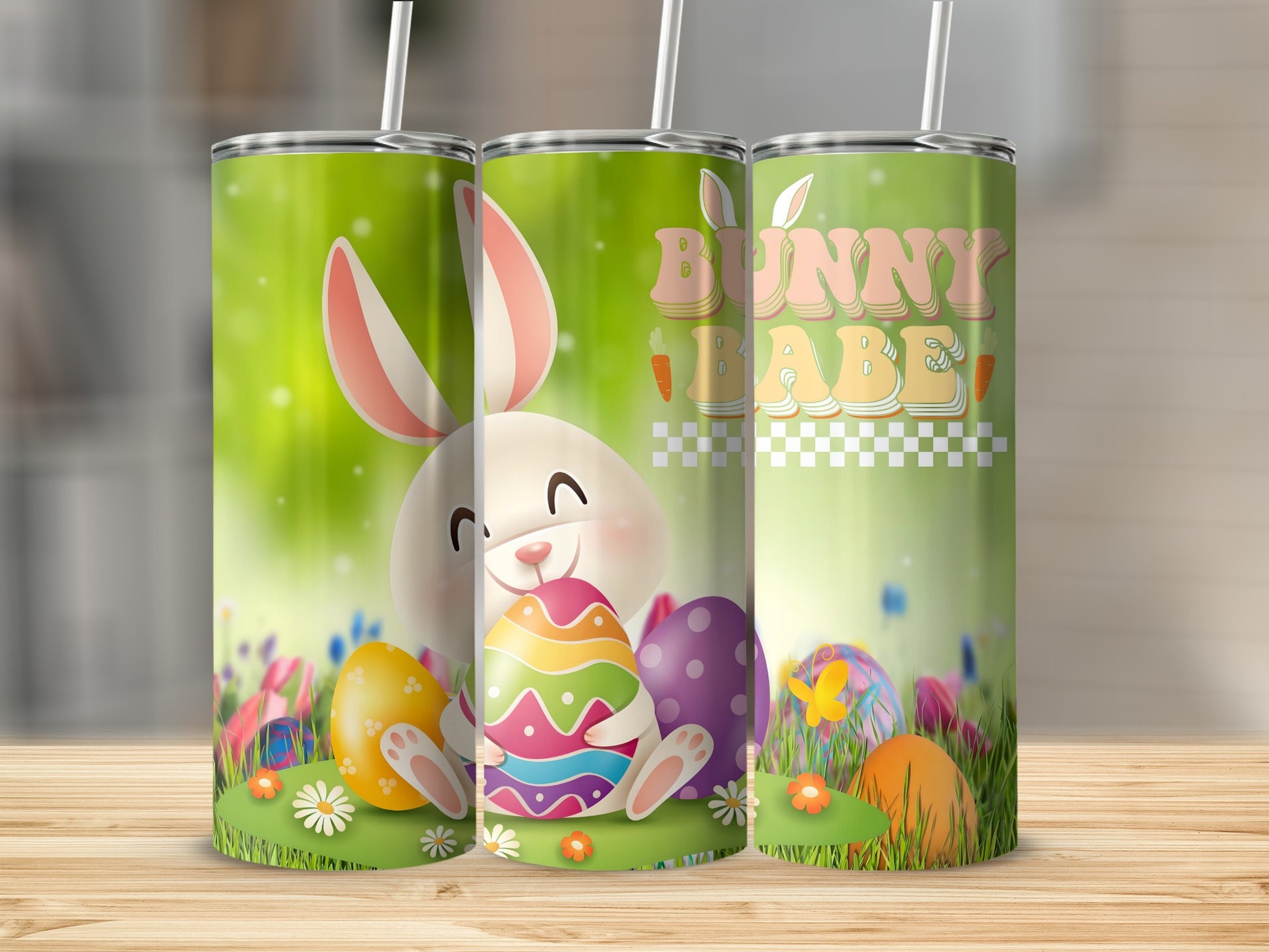 Bunny Babe Easter Rabbit with Eggs Tumbler Cup