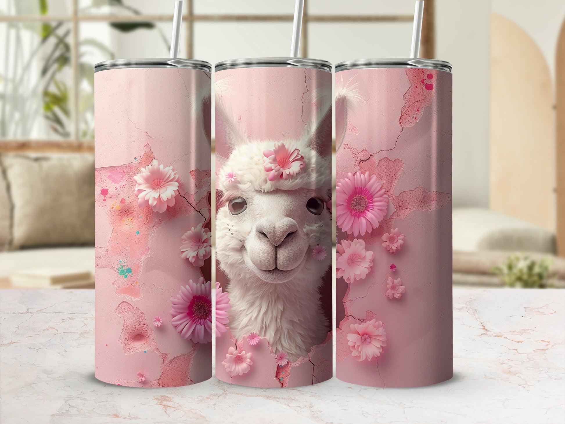 Cute Pink Alpaca Floral Tumbler Unique Design product type
Alpaca design
Llama graphic
Pink flowers
Floral print
Cute animal
Alpaca tumbler
Pink tumbler
Boho aesthetic
Distressed wall
Cracked texture
Unique artwork
Whimsical gift
Drink vessel
Beverage holder
Pretty design
Custom tumbler
Sublimation art
Pastel pink
Nature inspired
Sweet alpaca