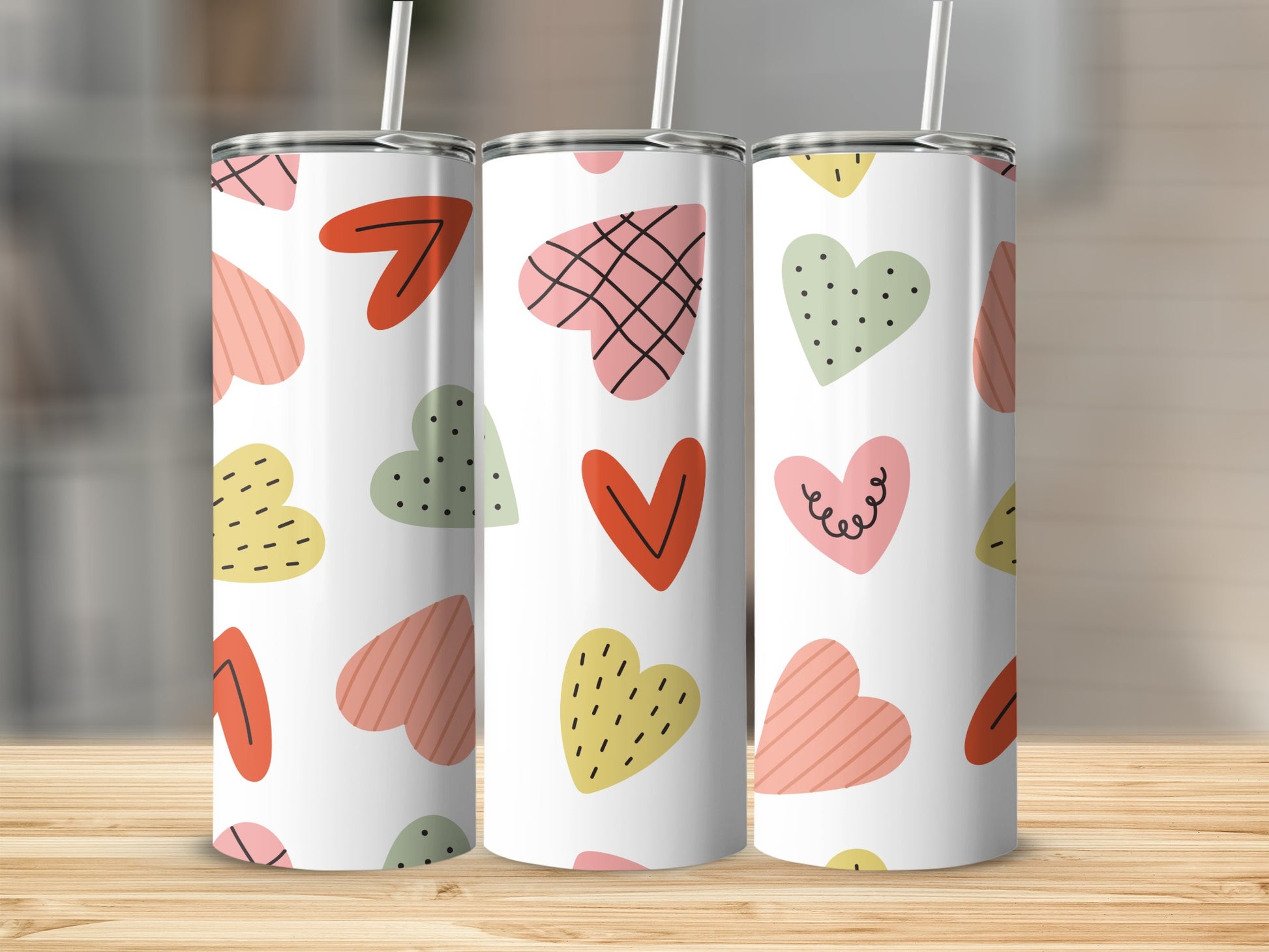 Colorful Hearts Design Tumbler for Any Beverage