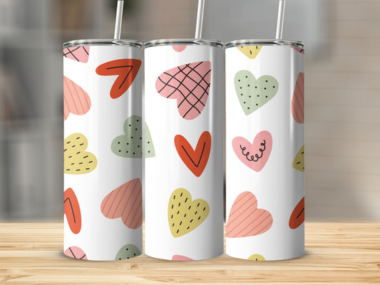 Colorful Hearts Design Tumbler for Any Beverage