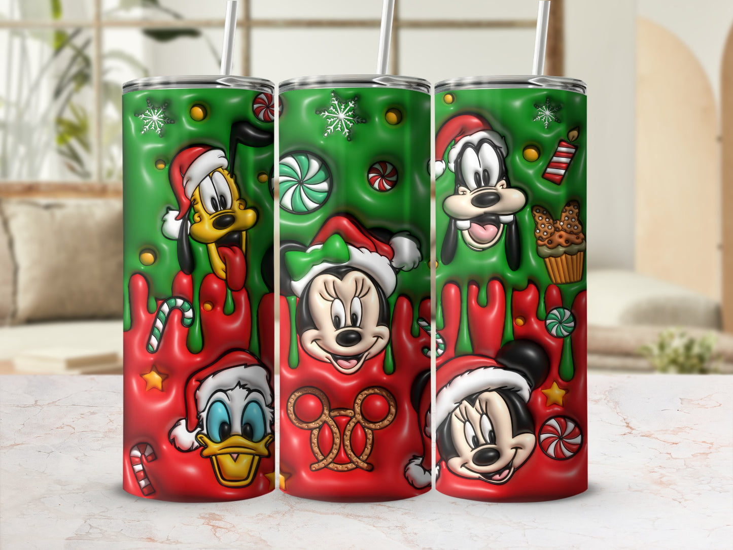 Festive Cartoon Characters Christmas Tumbler