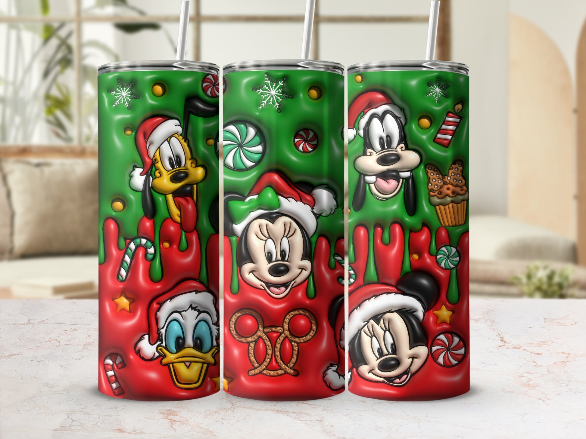 Festive Cartoon Characters Christmas Tumbler