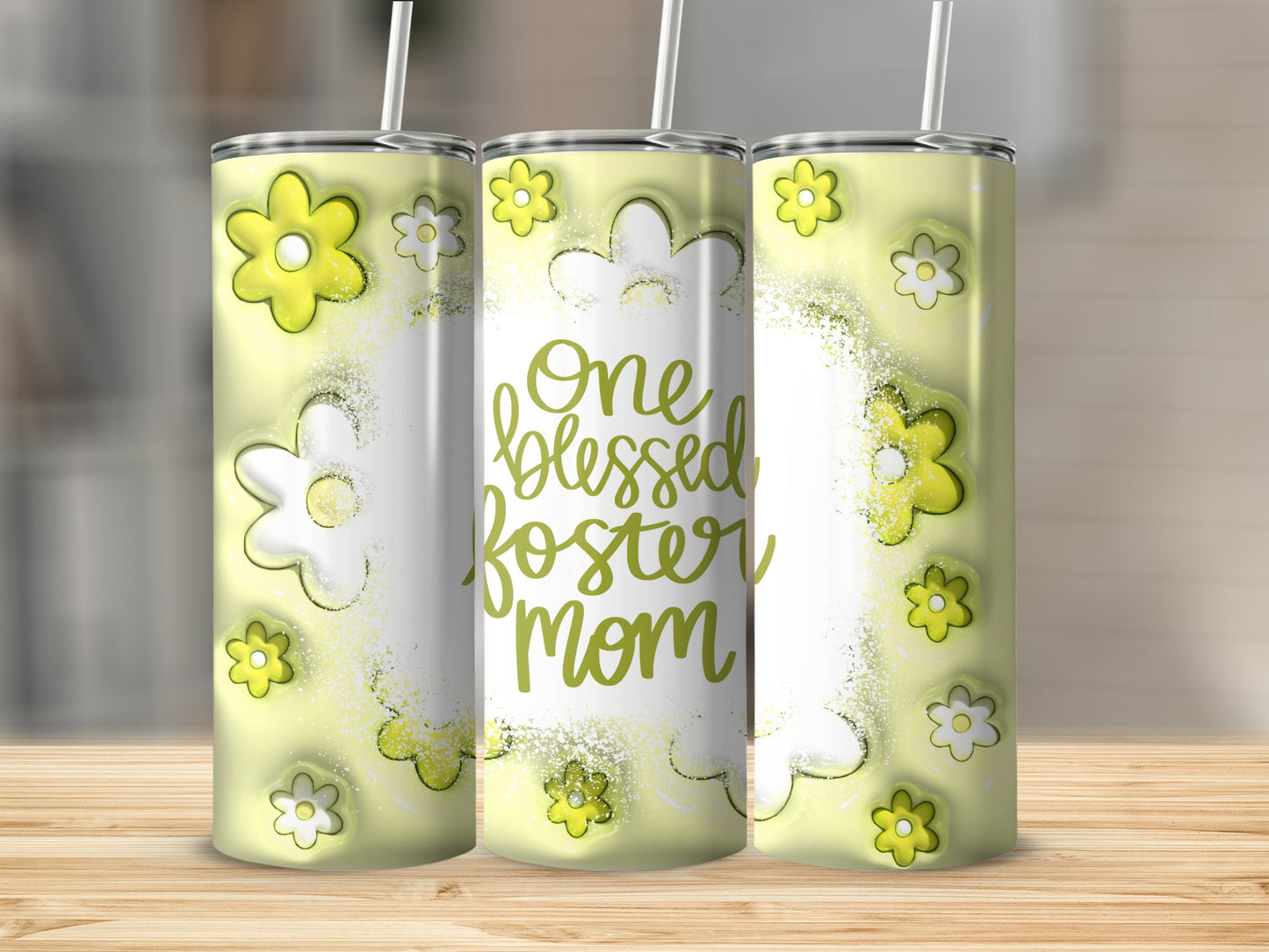 One Blessed Foster Mom Floral Themed Drinkware Product