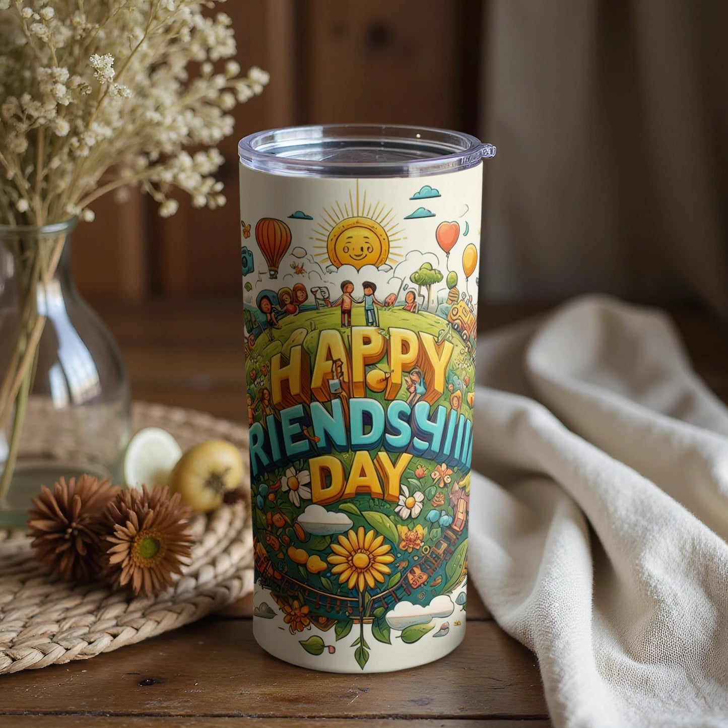 Happy Friends Day Colorful Insulated Tumbler for Celebration