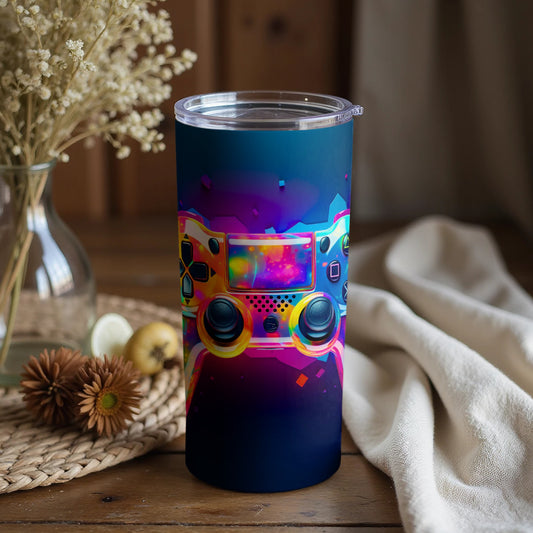 Gamer Controller Colorful Neon Art Tumbler