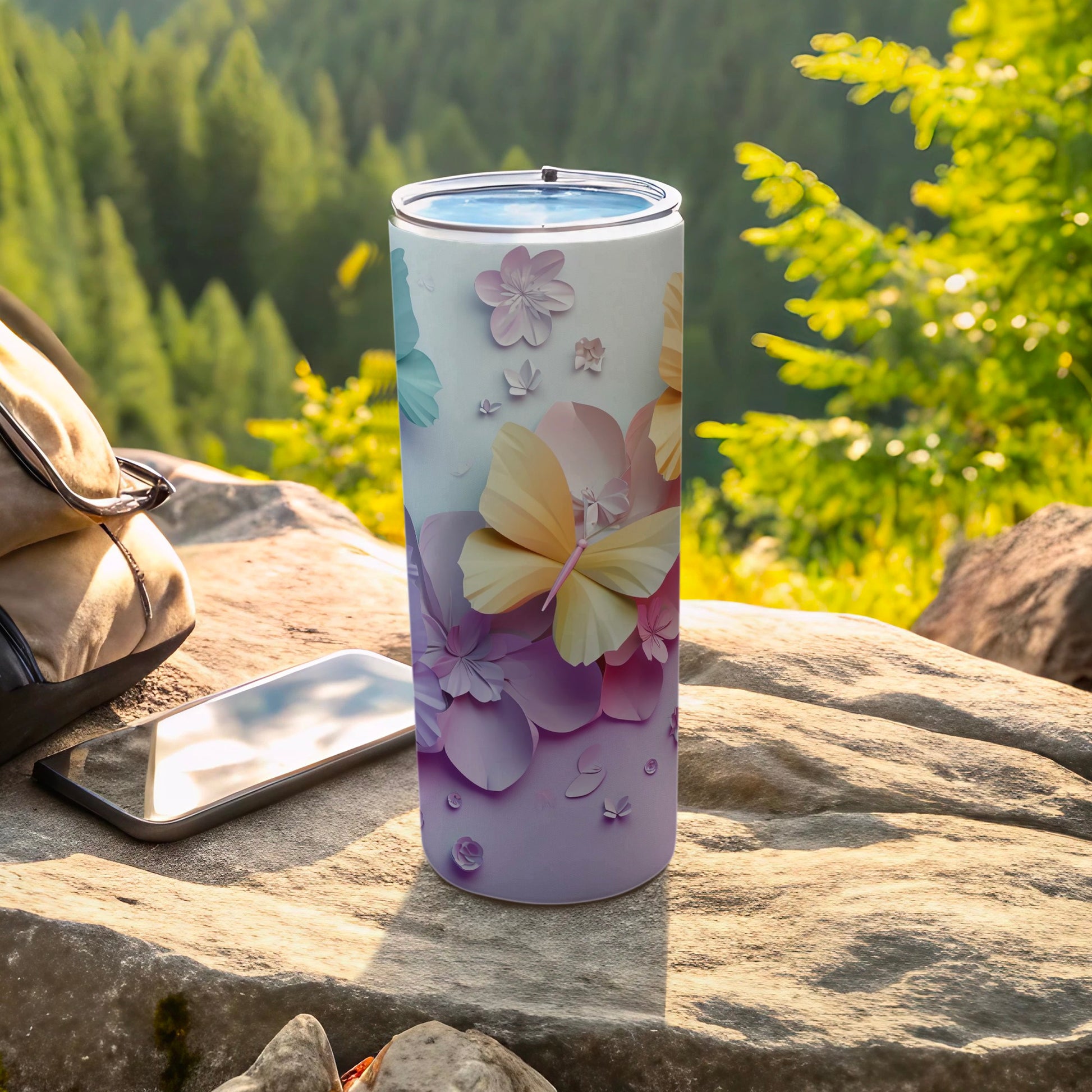 Pastel Butterfly Flower Layered Design Tumbler product type
Tumbler
Travel mug
Butterfly design
Floral pattern
Pastel colors
Flower art
Nature inspired
Outdoor accessory
Summer vibes
Spring collection
Drinkware item
Beverage holder
Reusable cup
Unique gift
Aesthetic tumbler
Cute design
Vibrant print
Purple flower
Yellow butterfly
Pink accent