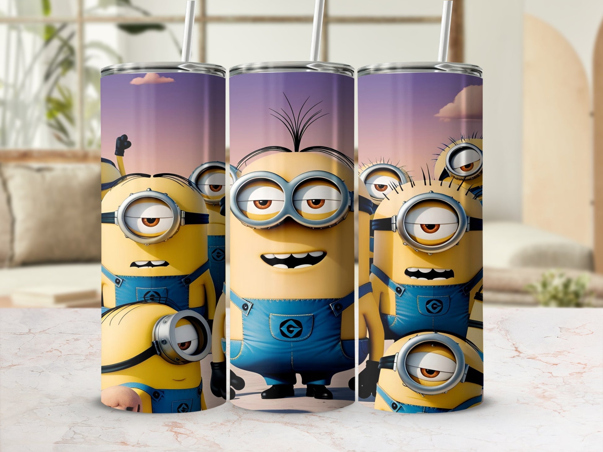 Minions in blue overalls, front and center, with more Minions in the background.