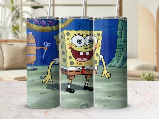 SpongeBob SquarePants character illustration in underwater scene.