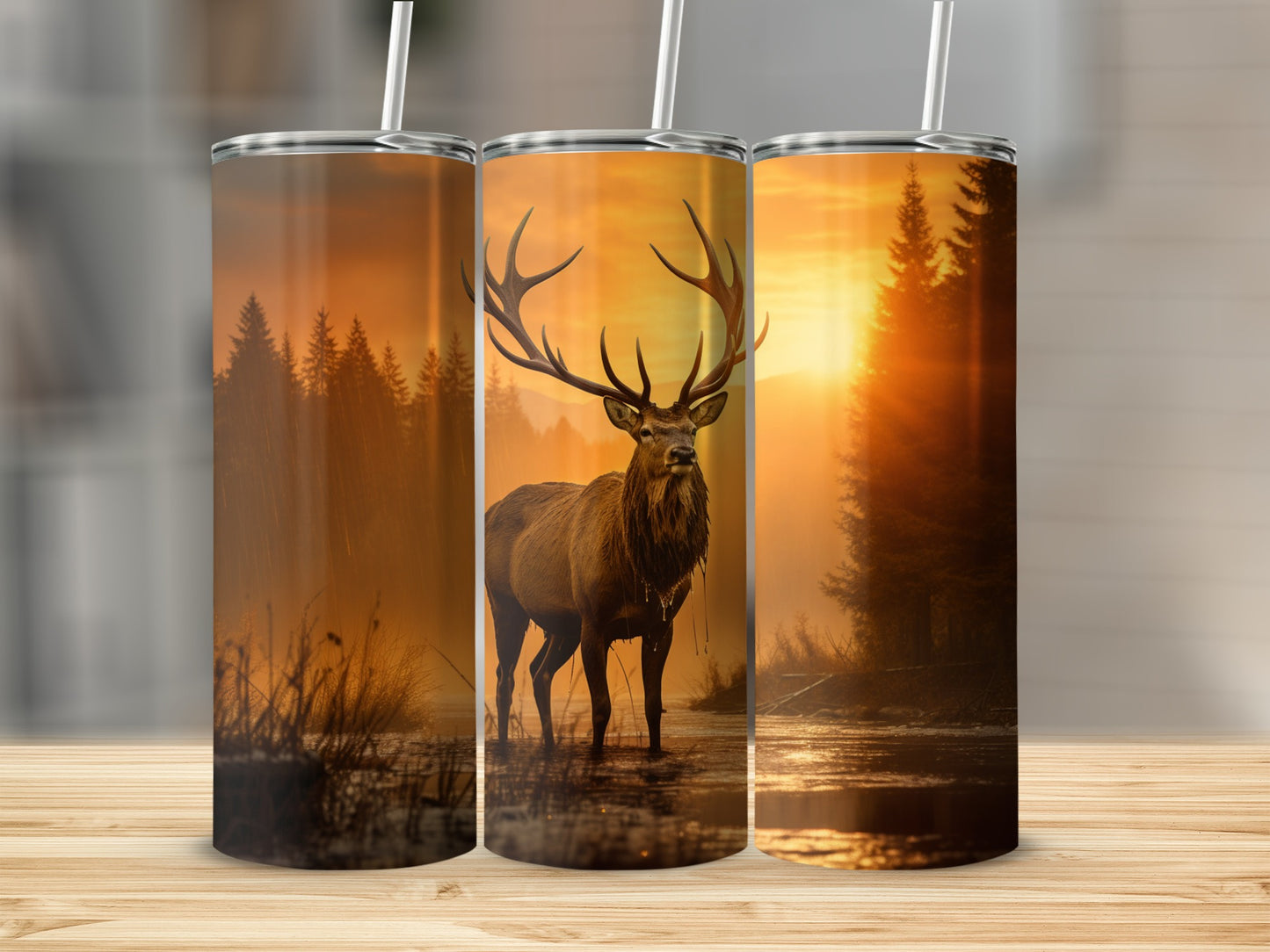 Majestic Forest Stag Design Tumbler Product