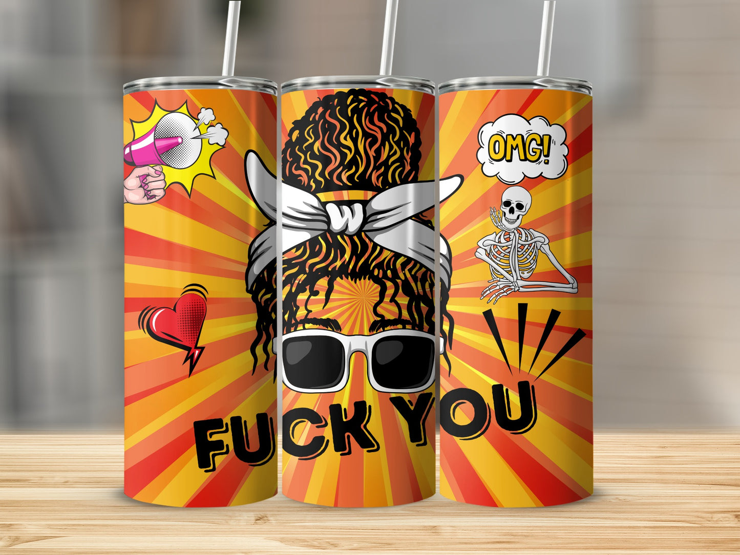Funny Pop Art Design Tumbler with Humorous Graphics