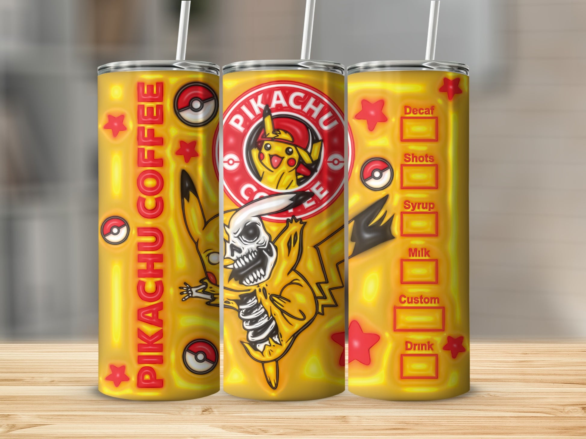 Pikachu Coffee Customizable Design Travel Tumbler