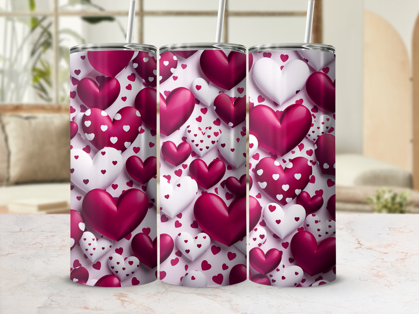 Valentine's Day Hearts Design Tumbler Cup