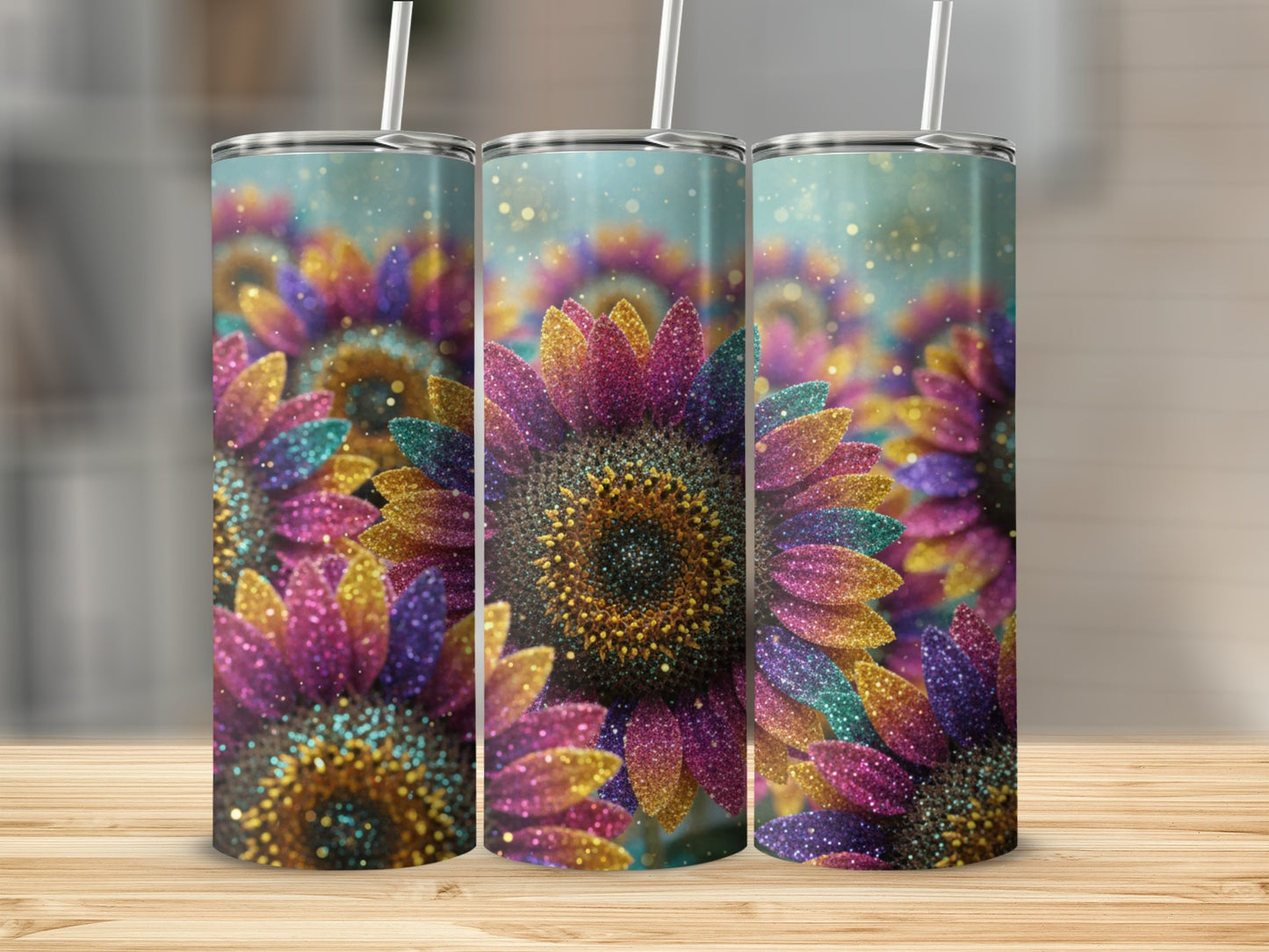 Colorful Sparkling Sunflower Tumbler Product