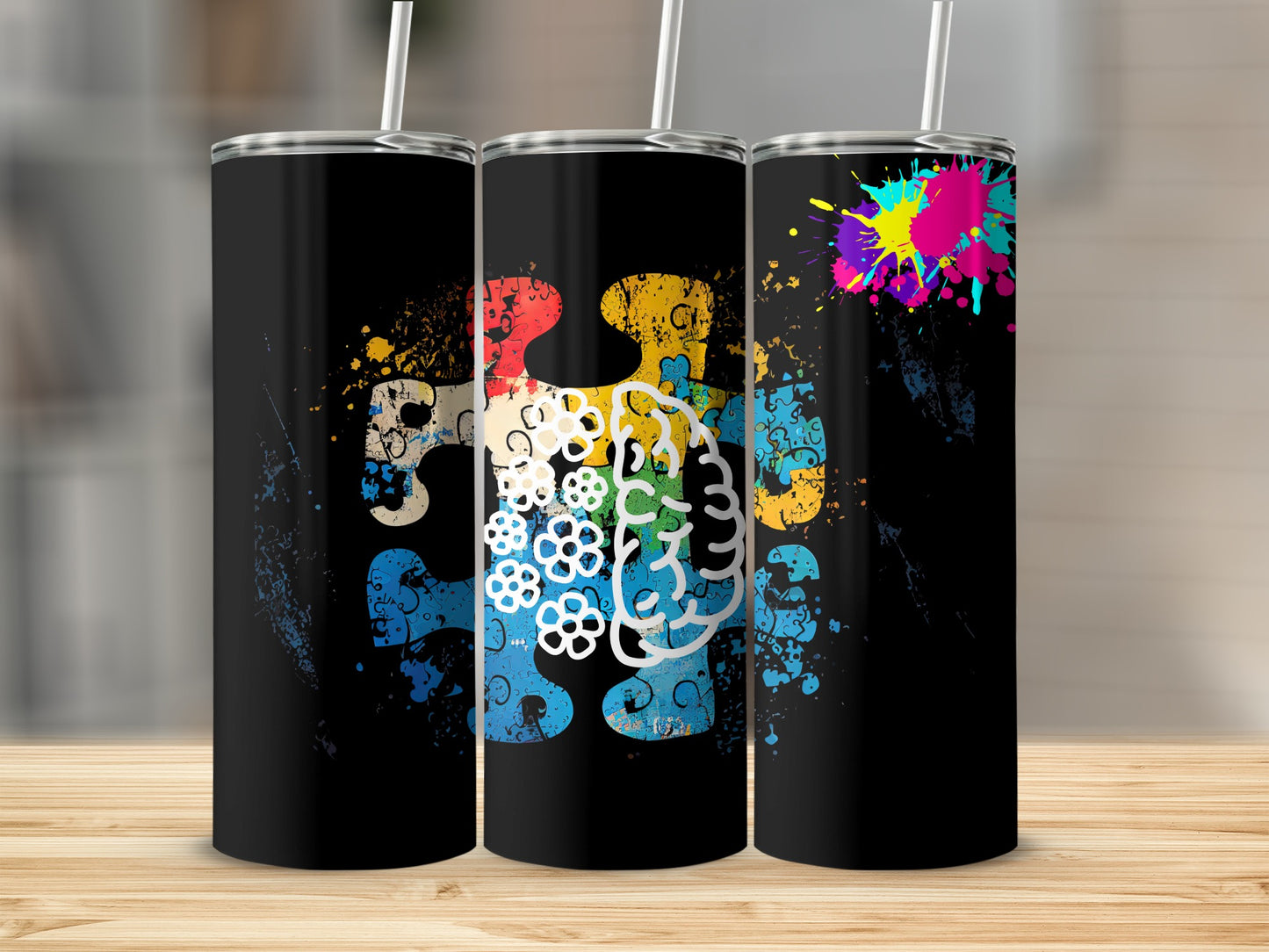 Colorful Puzzle Piece Art Design Tumbler Cup