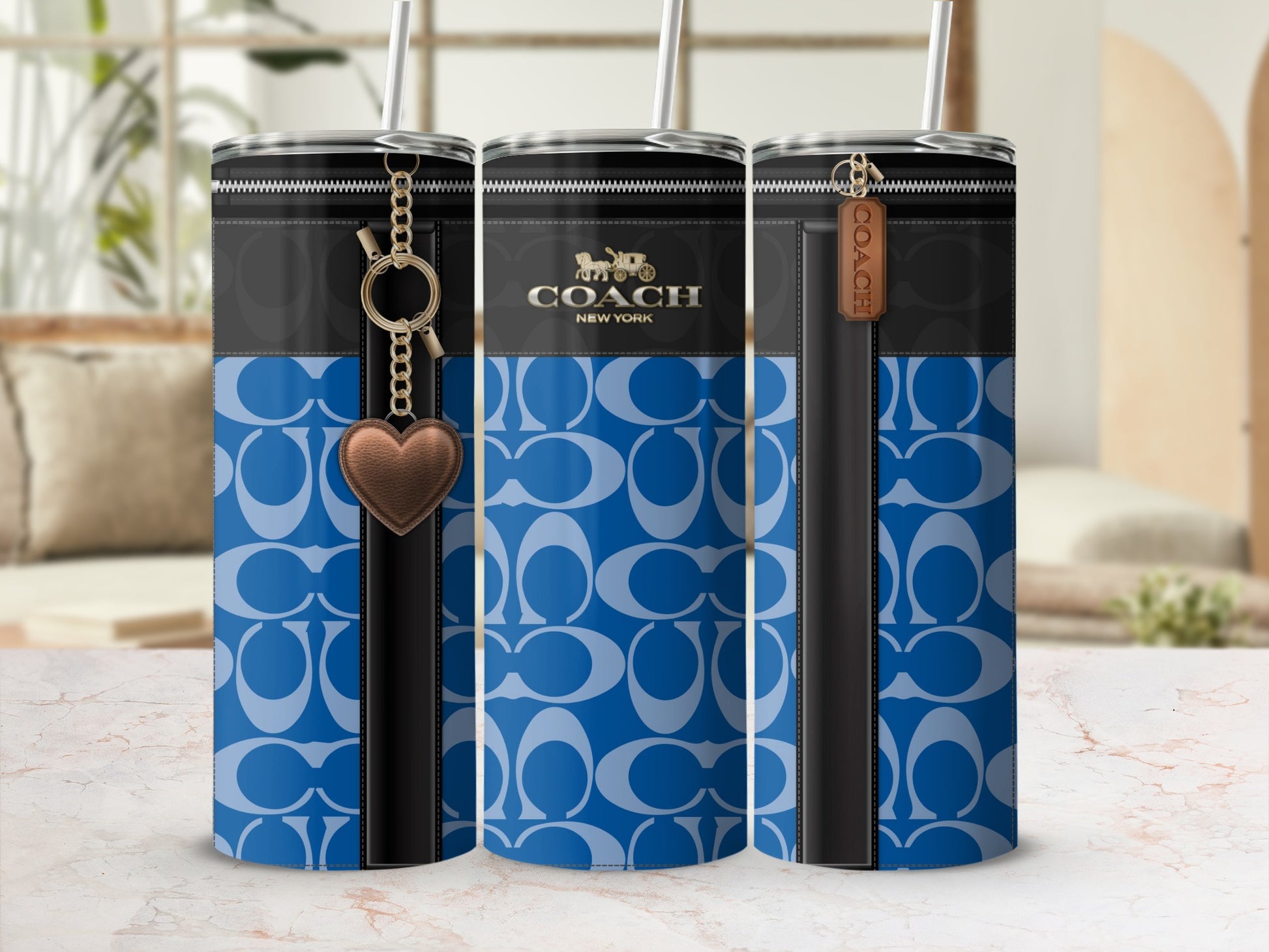 Stylish Blue and Black Designer Coach Tumblers