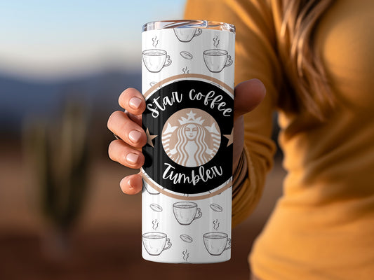 Star Coffee Tumbler with Stylish Cup Pattern