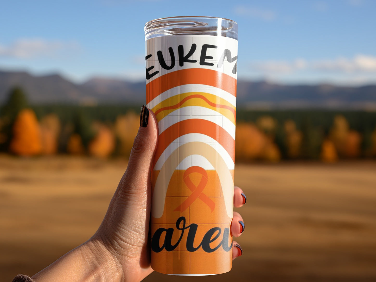 Leukemia Awareness Rainbow Tumbler Cup for Health Cause