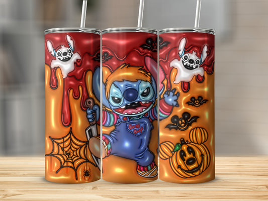 Halloween Horror Stitch Tumbler With Spooky Designs