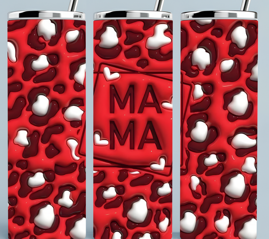 3D Inflated Red and White Mama Tumbler