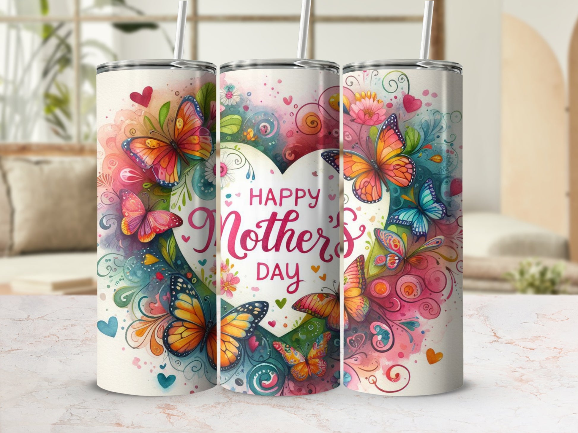 Colorful Butterfly Mother's Day Tumbler Gift