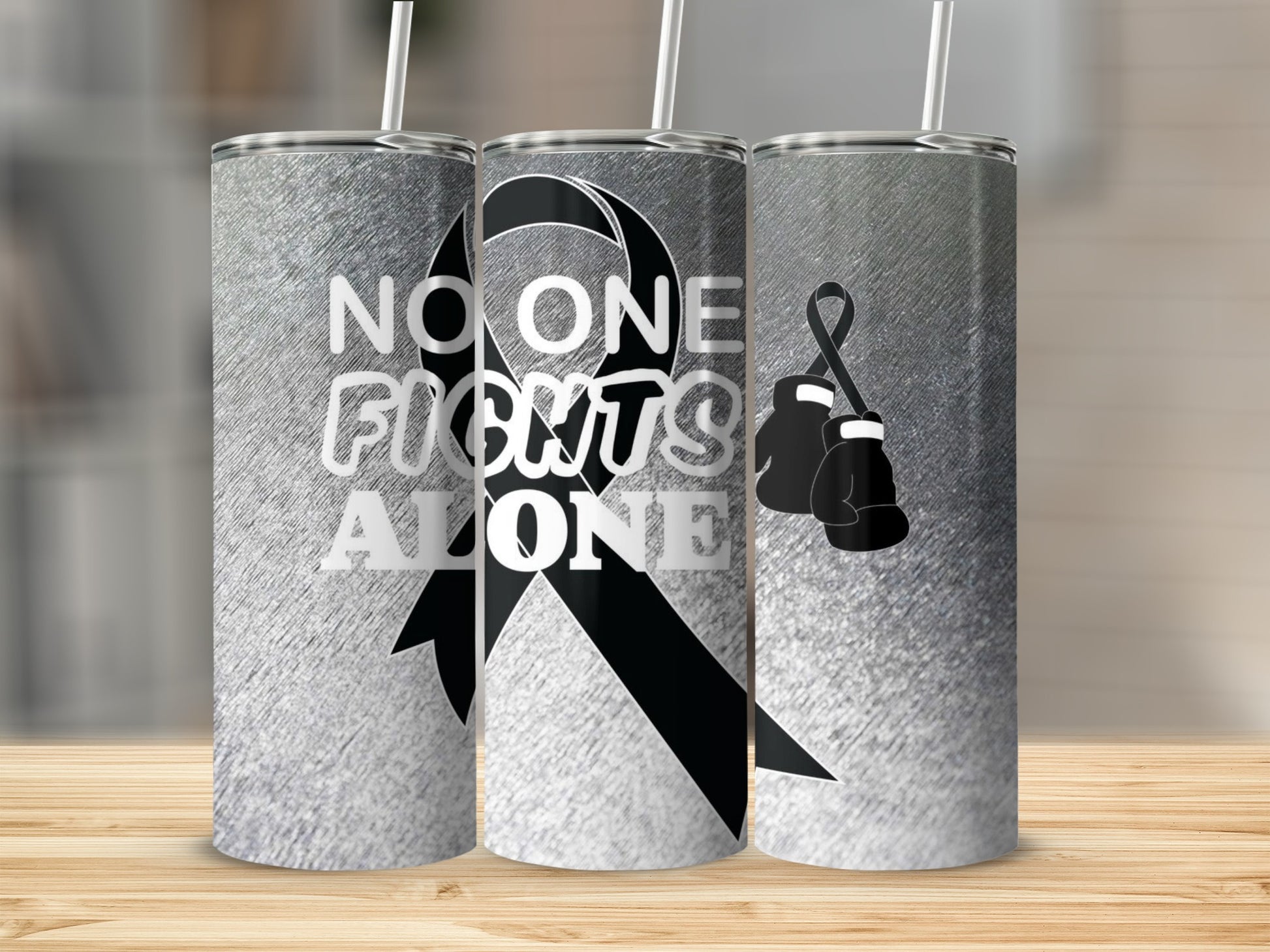 No One Fights Alone Boxing Gloves Design Tumbler