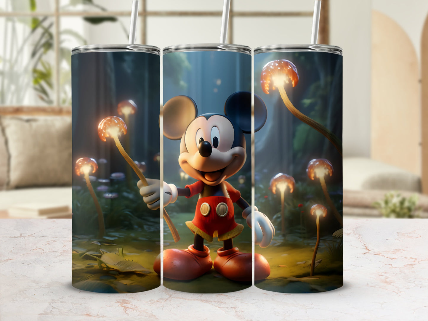 Mickey Mouse Holding Magic Dandelions Tumblers