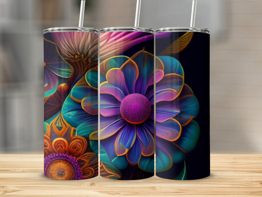 Vibrant Floral Art Design Tumbler for Daily Use