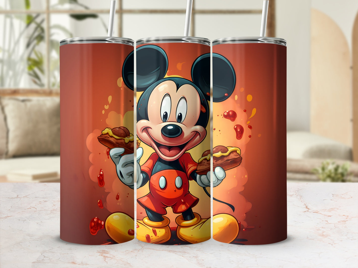 Mickey Mouse Eating Hotdog Vacuum Insulated Tumbler