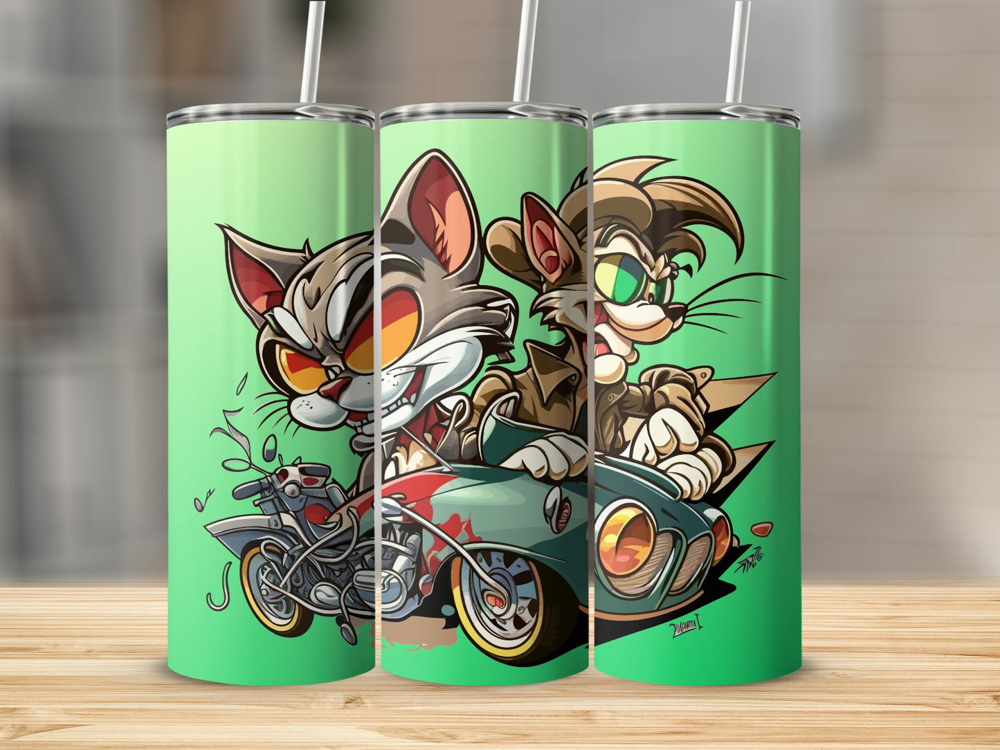 Cool Cat and Dog Driving Characters Tumbler