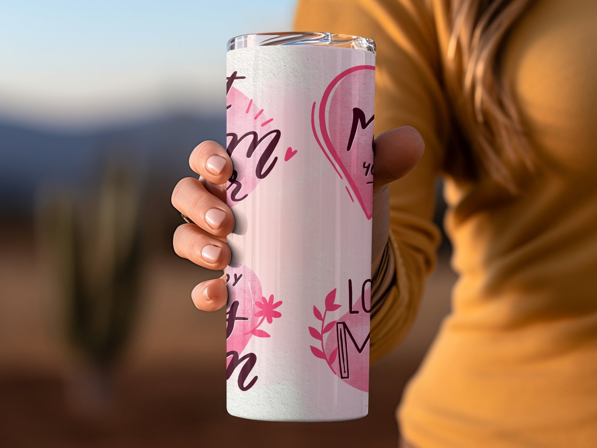 Personalized Pink Love Mom Tumbler Insulated Drinkware