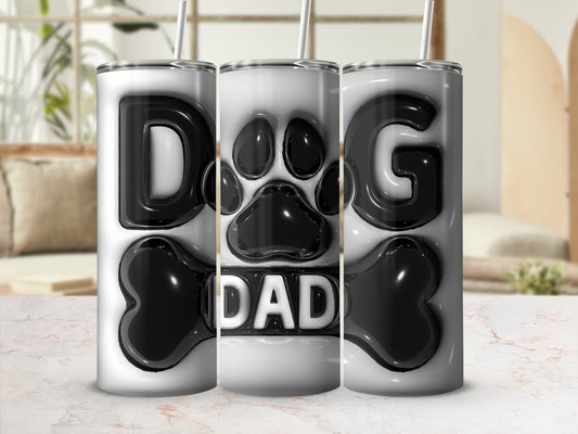 Dog Dad Paw Print Black White Glossy 3D Letters product type