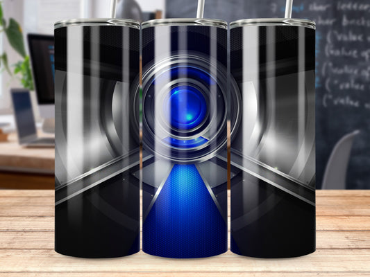 Abstract Blue Spheres On Gray Metallic Layout Tumblers