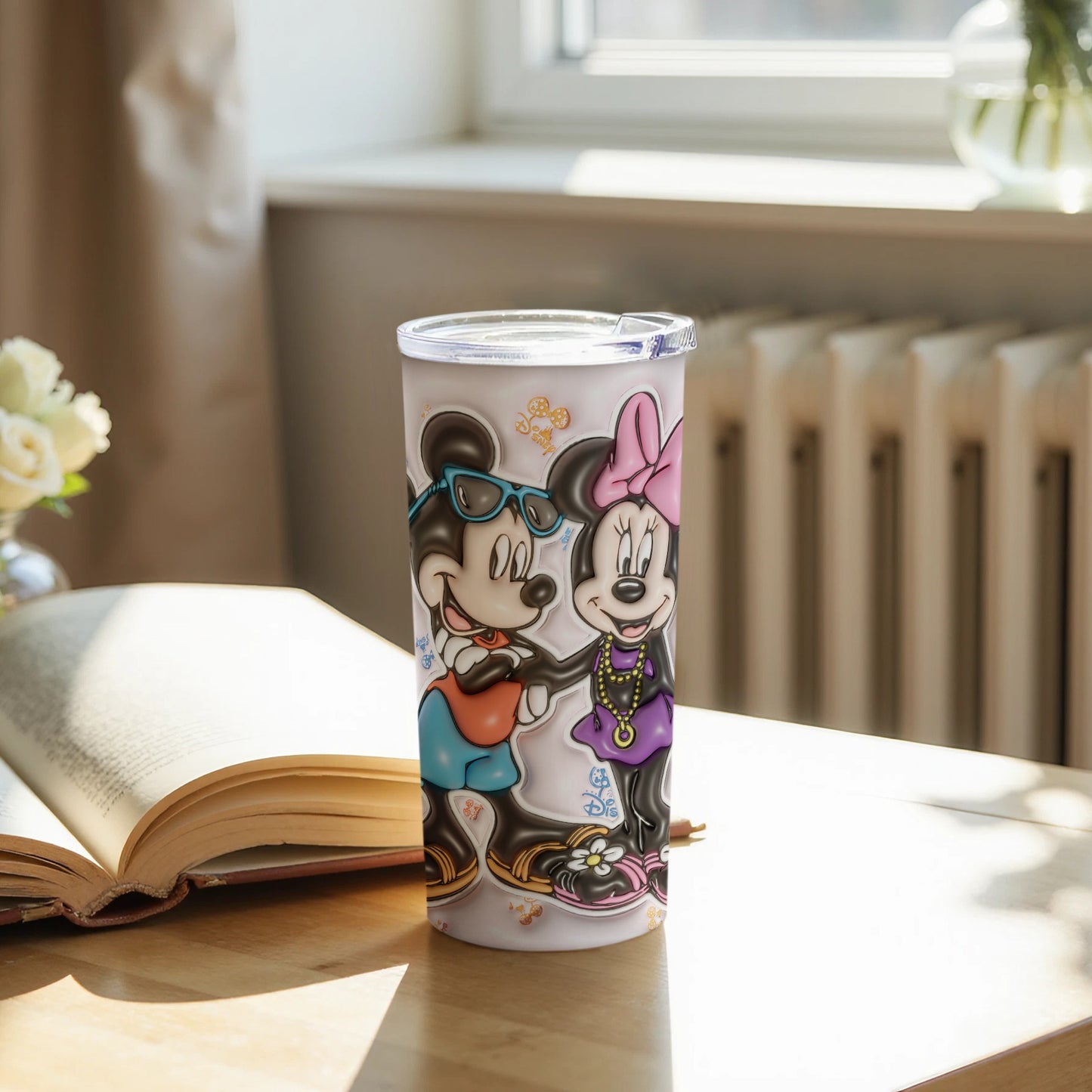 Delightful Mickey Minnie Mouse Illustrated Tumbler