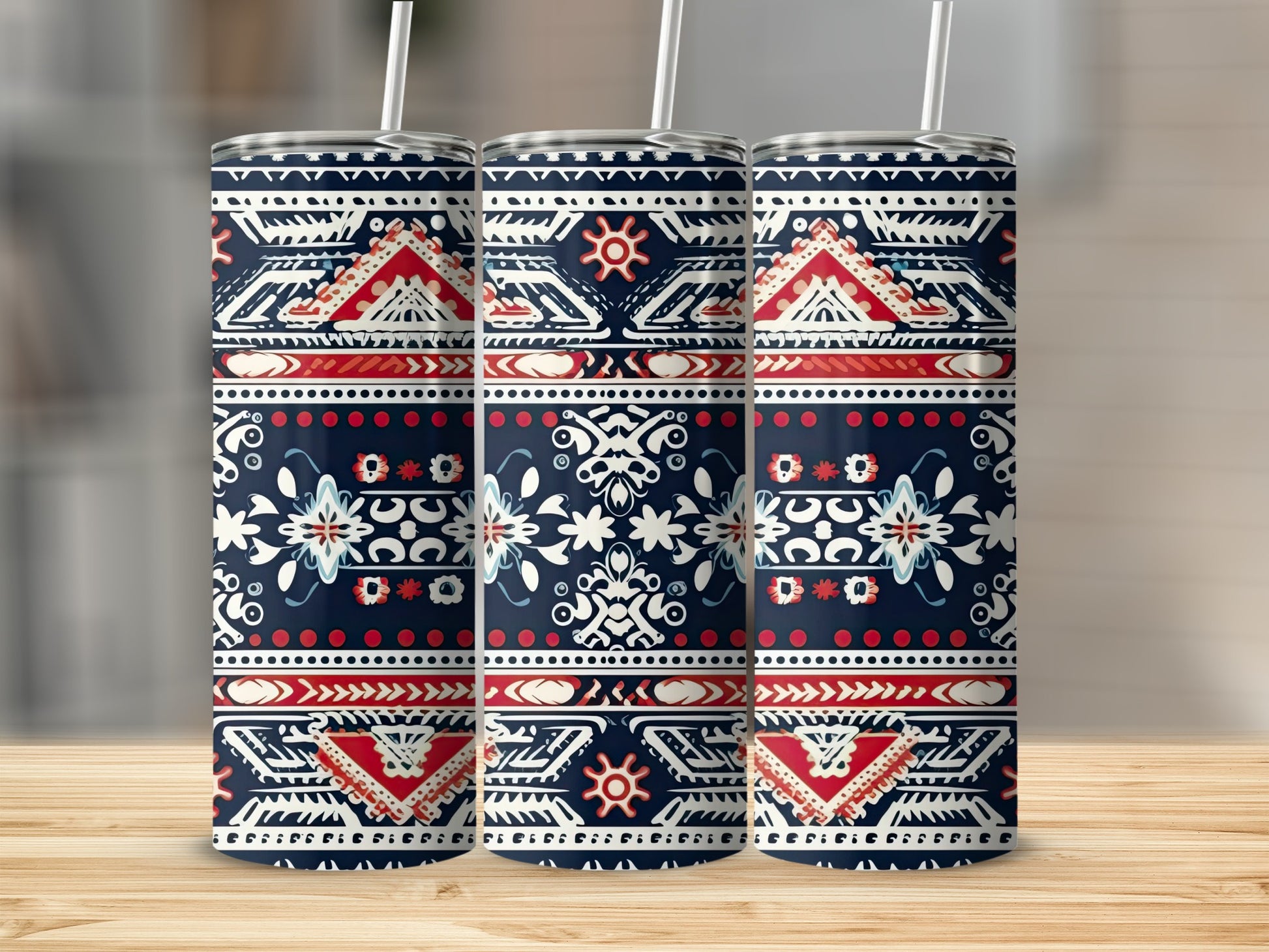 Stylish Geometric Pattern Insulated Tumbler Cup