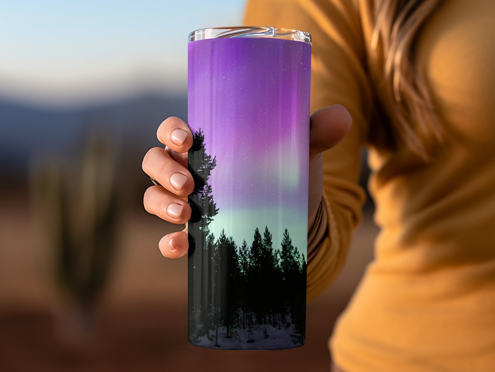 Northern Lights Forest Design Tumbler Product