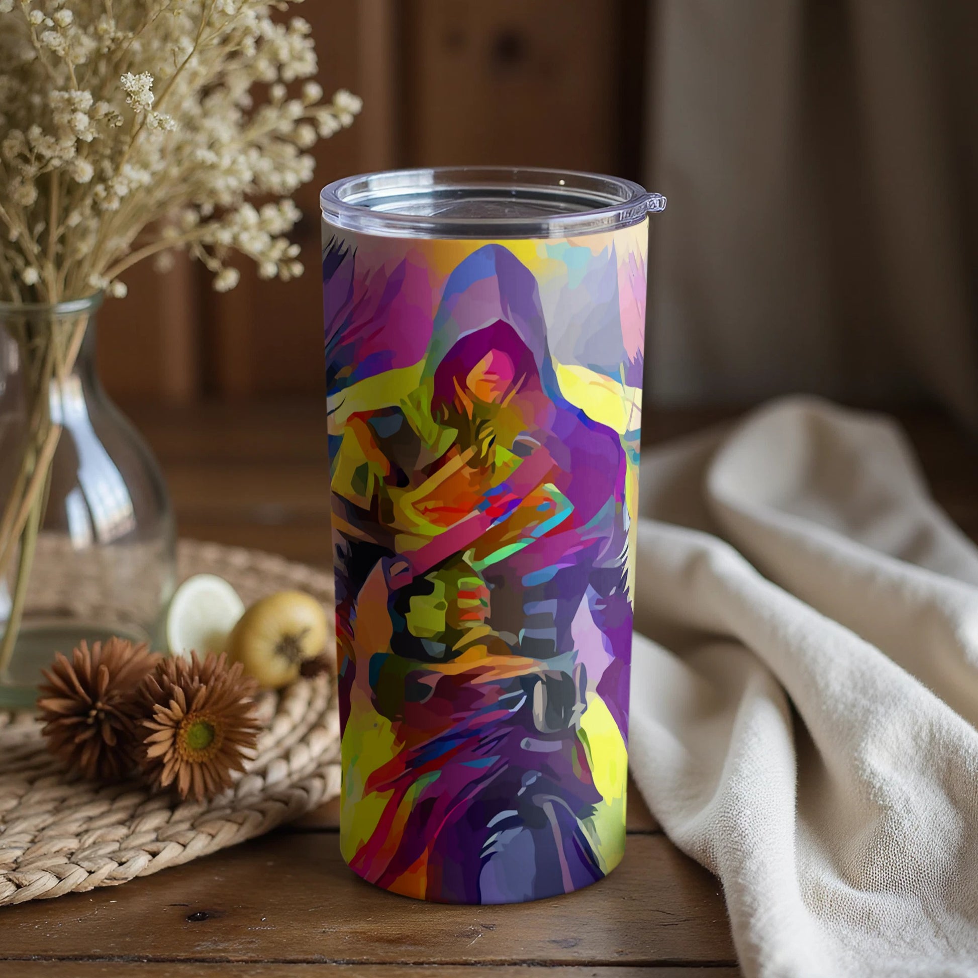 Vibrant Abstract Art Design Insulated Travel Tumbler