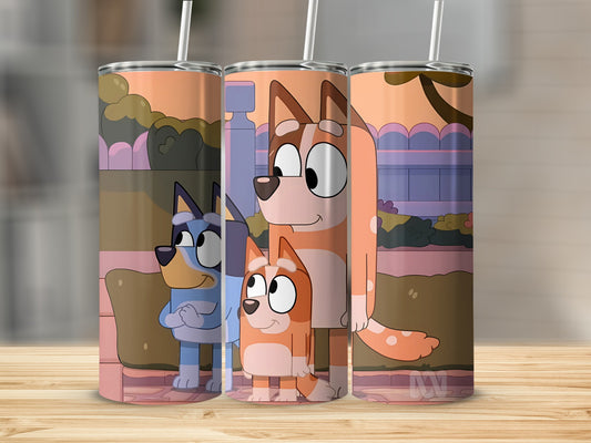 Cute Cartoon Dog Family Design Tumbler Drinkware Cup