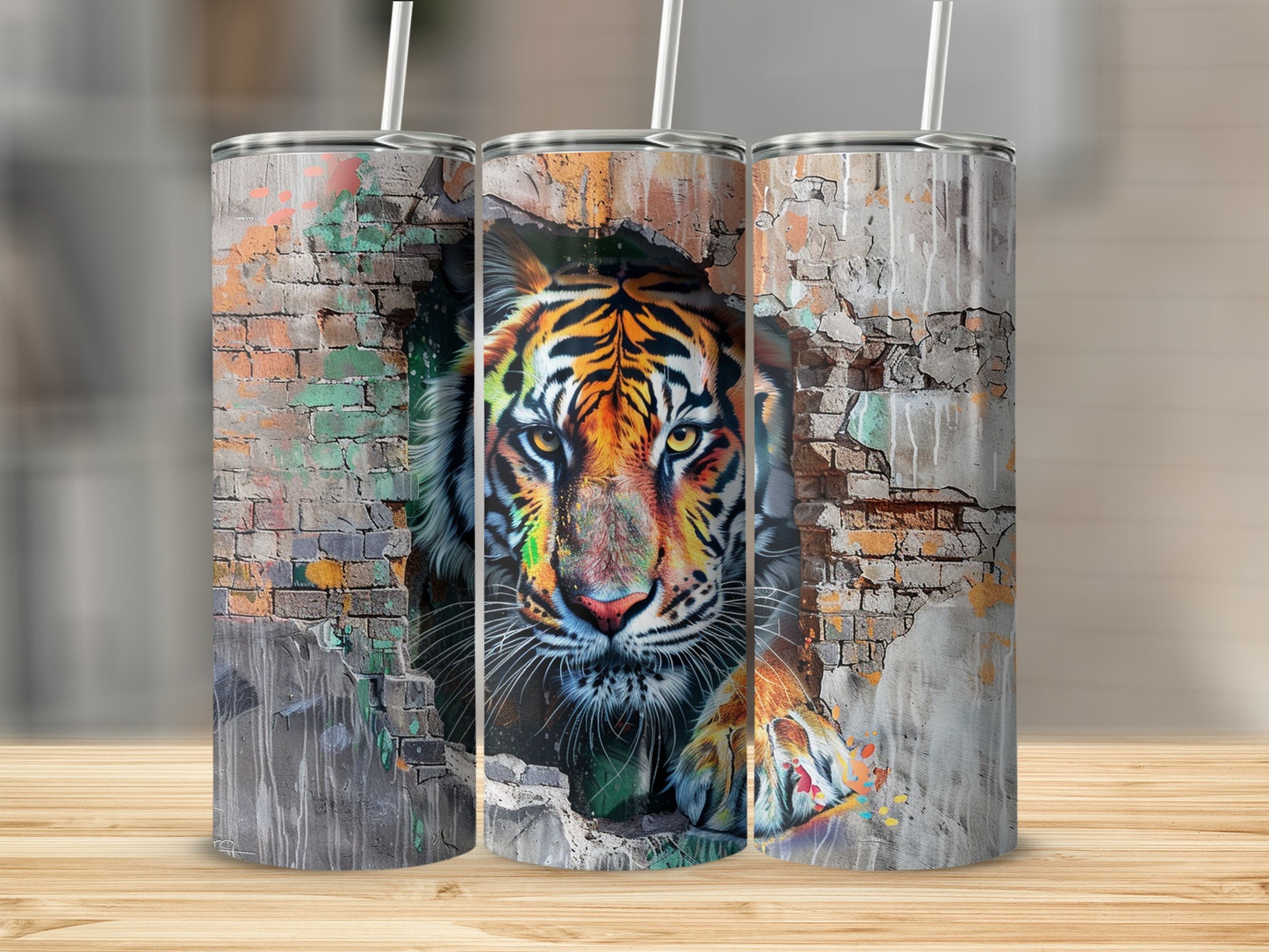 Vibrant Graffiti Tiger Wall Art Tumbler product type