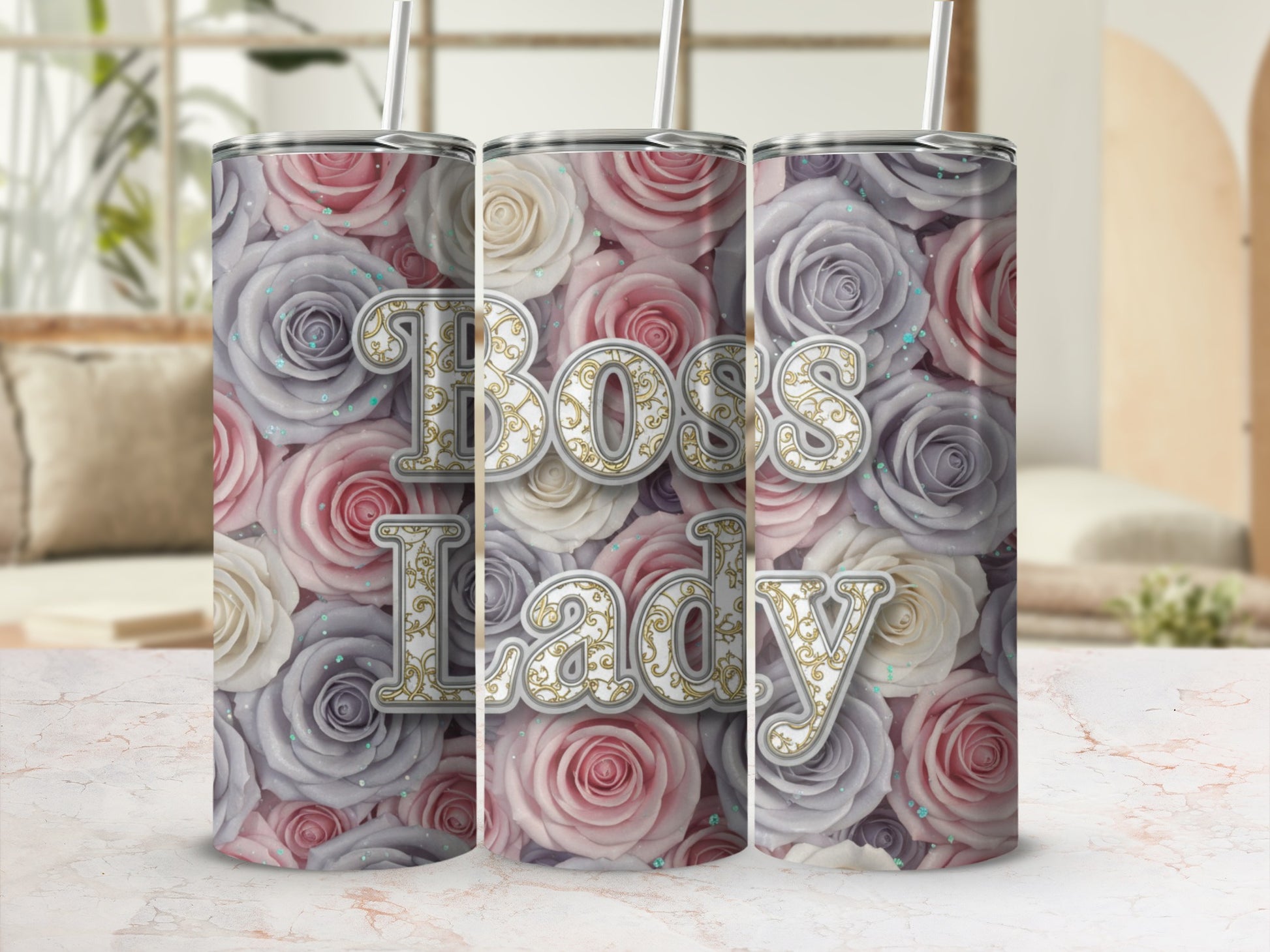 Boss Lady Floral Design Insulated Tumbler for Her