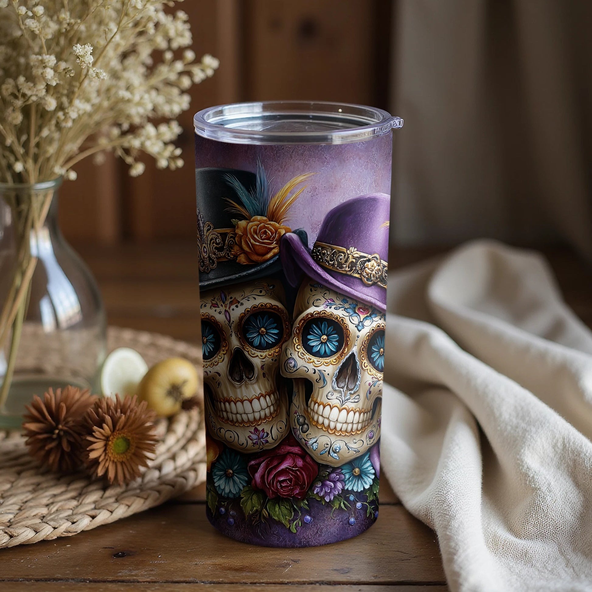 Day of the Dead Sugar Skull Couple Insulated Tumbler