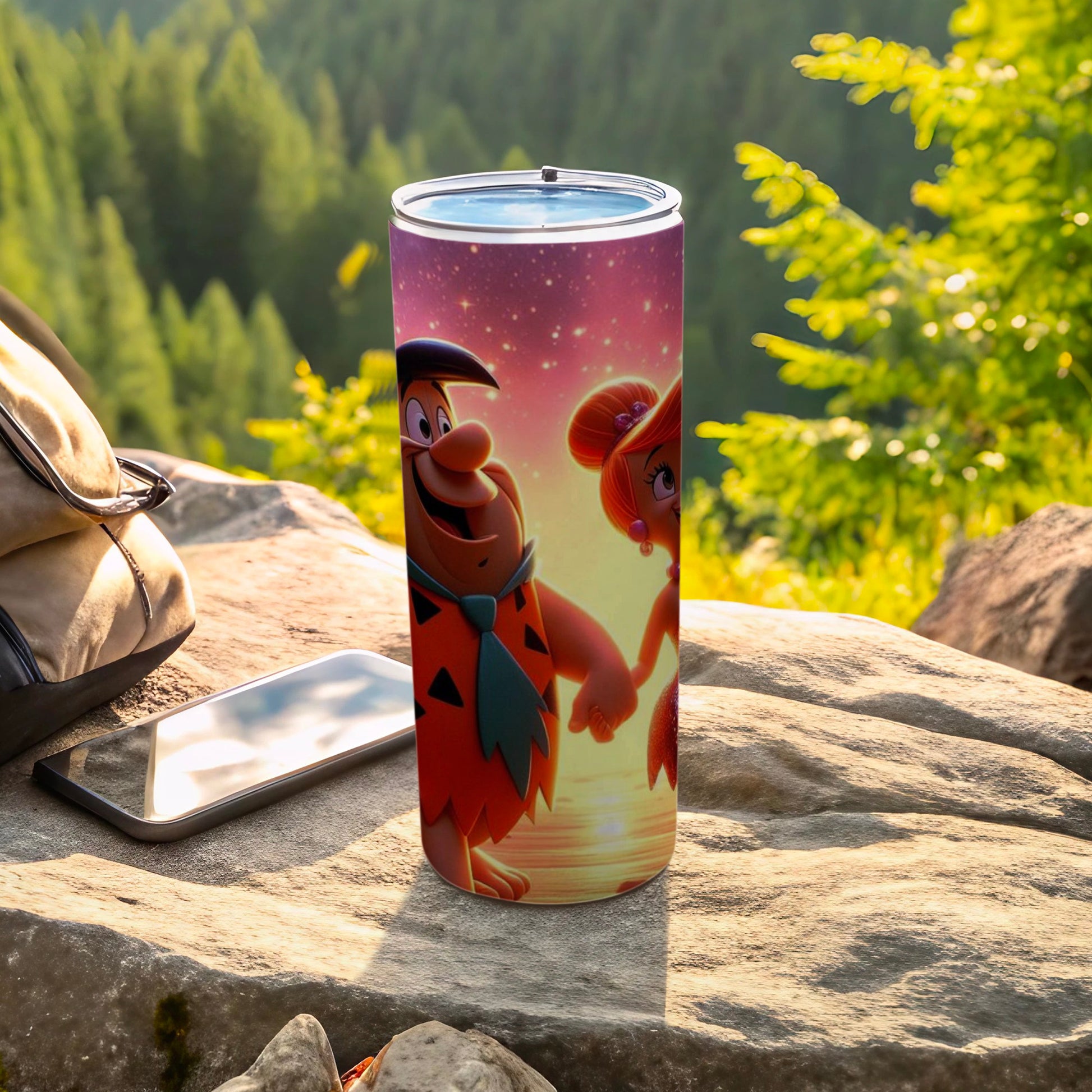 Colorful Flintstones Inspired Tumbler Flask for Outdoor Adventures