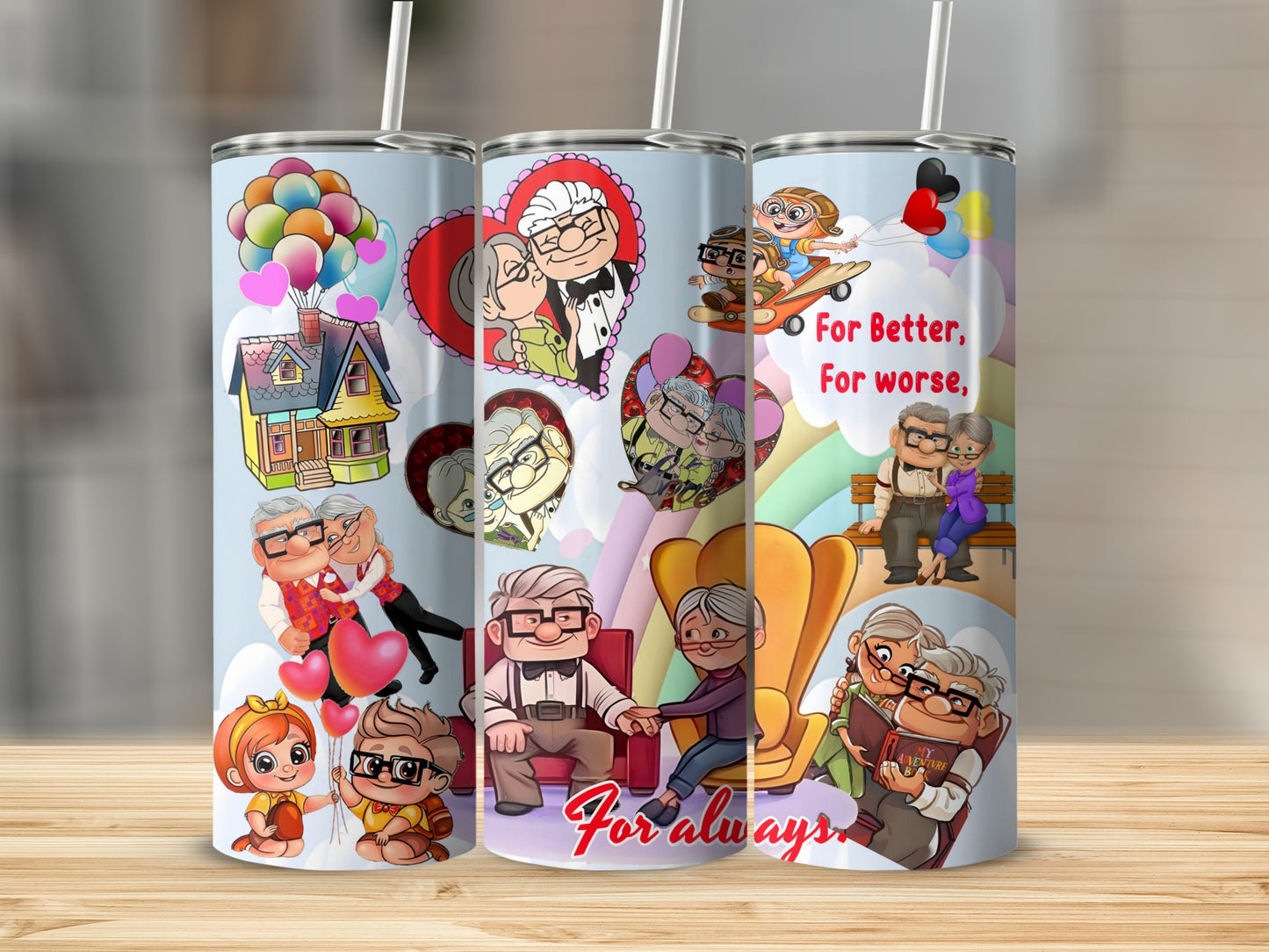 Cute Elderly Couple Cartoon Scenes Tumbler