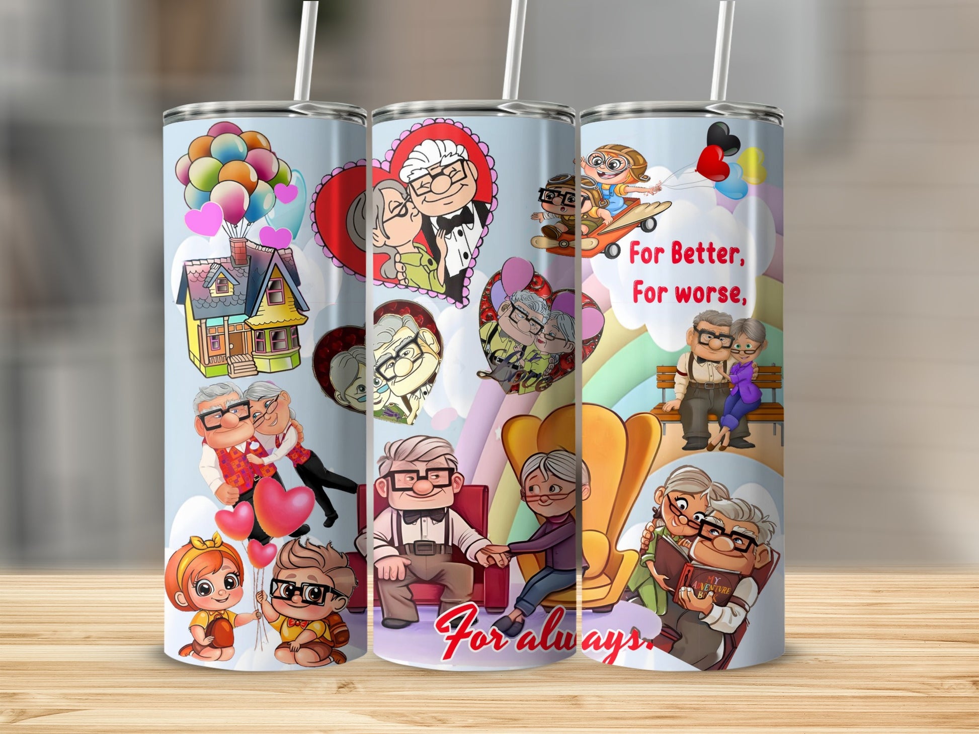 Cute Elderly Couple Cartoon Scenes Tumbler