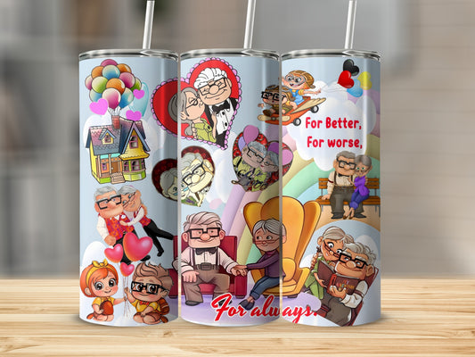 Cute Elderly Couple Cartoon Scenes Tumbler
