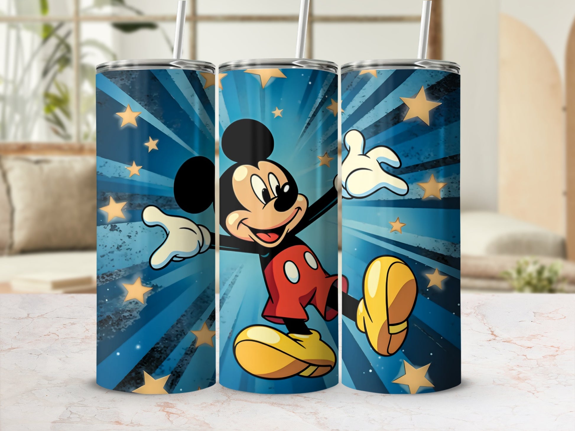 Vibrant Mickey Mouse Stars Design Tumbler